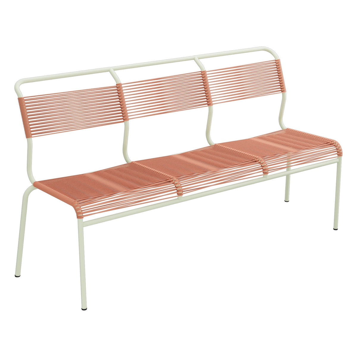 Schaffner Säntis Banc Spaghetti 3 places sans accoudoirs – Terracotta 84 / Vert Pastel 64