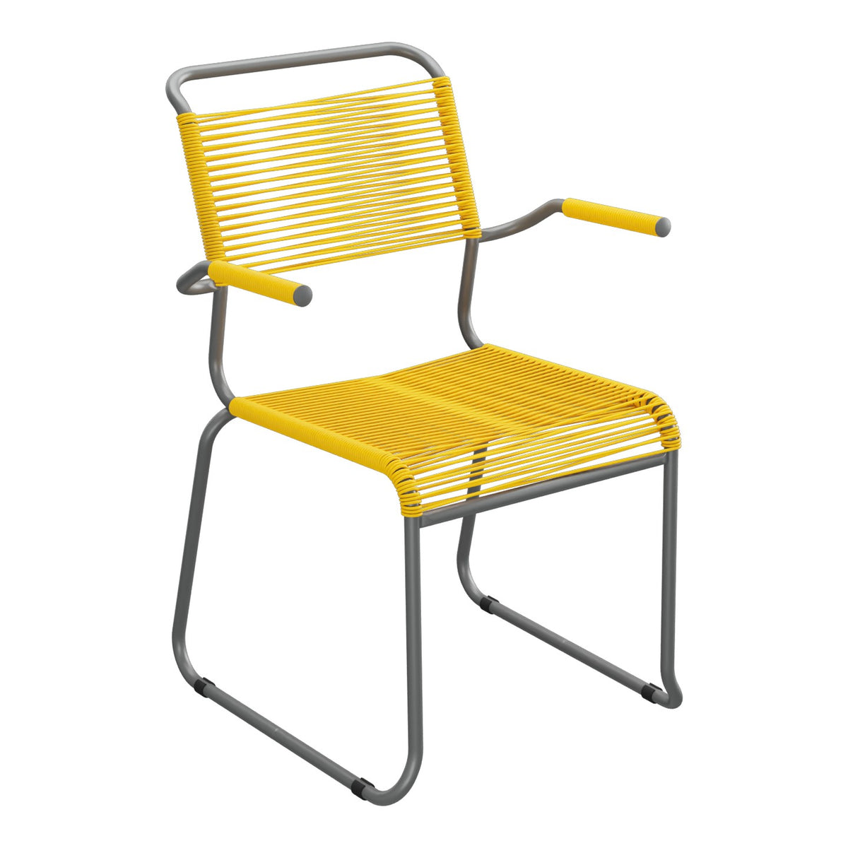 Schaffner Säntis Fauteuil repas Spaghetti pieds en luge – Jaune 11 / Graphite 73