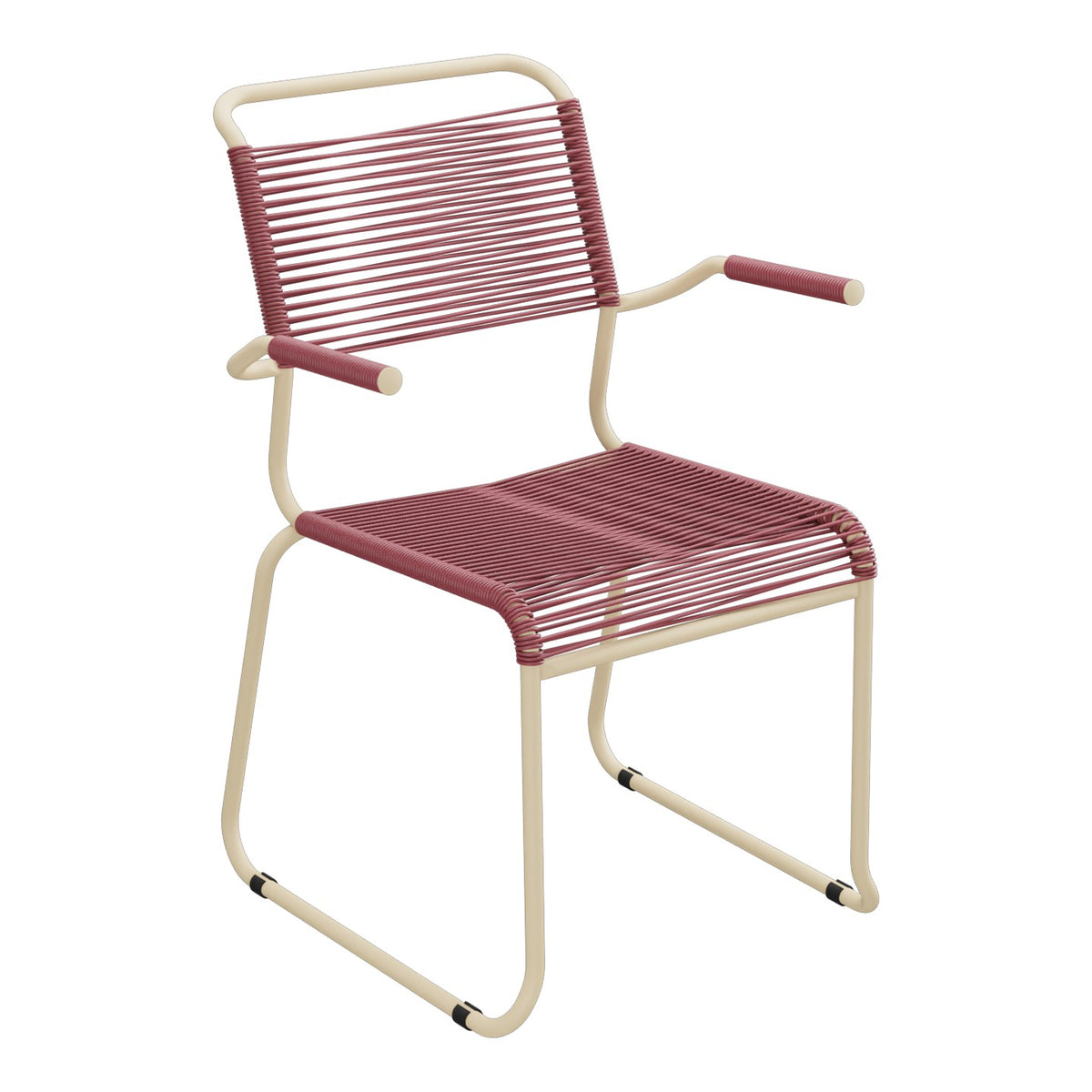 Schaffner Säntis Fauteuil repas Spaghetti pieds en luge – Bordeaux 38 / Marron Pastel 83