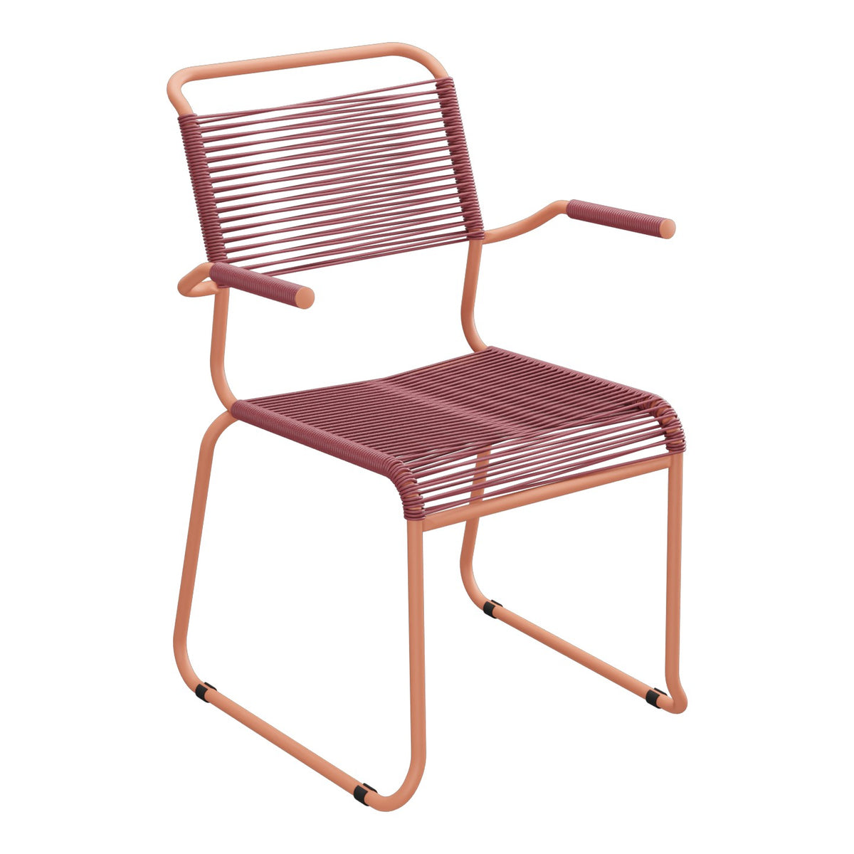 Schaffner Säntis Fauteuil repas Spaghetti pieds en luge – Bordeaux 38 / Terracotta 84