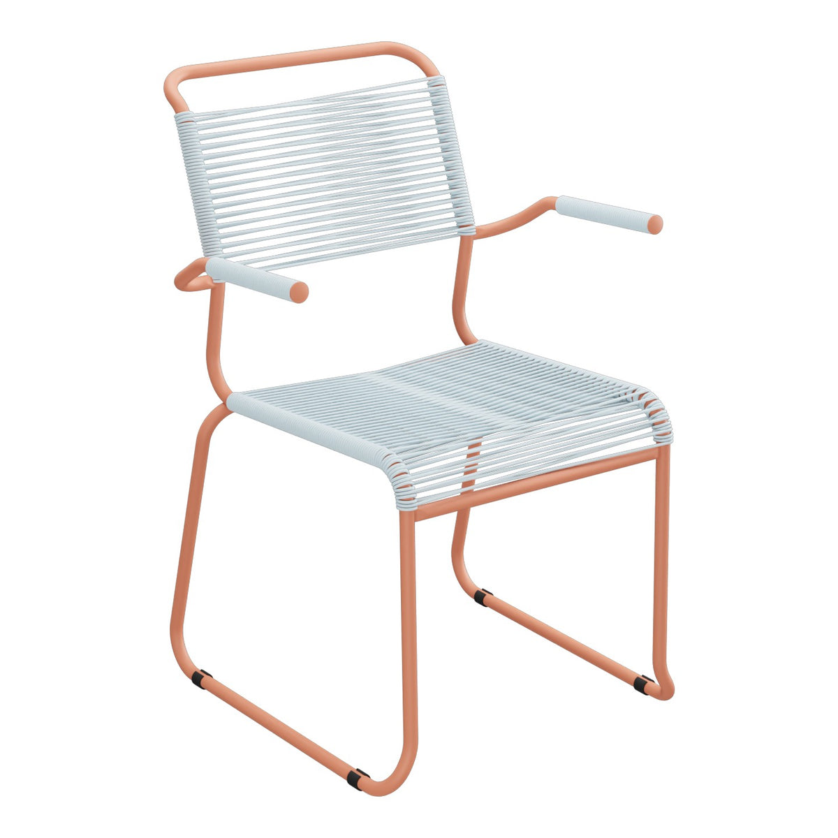 Schaffner Säntis Fauteuil repas Spaghetti pieds en luge – Bleu Pastel 51 / Terracotta 84