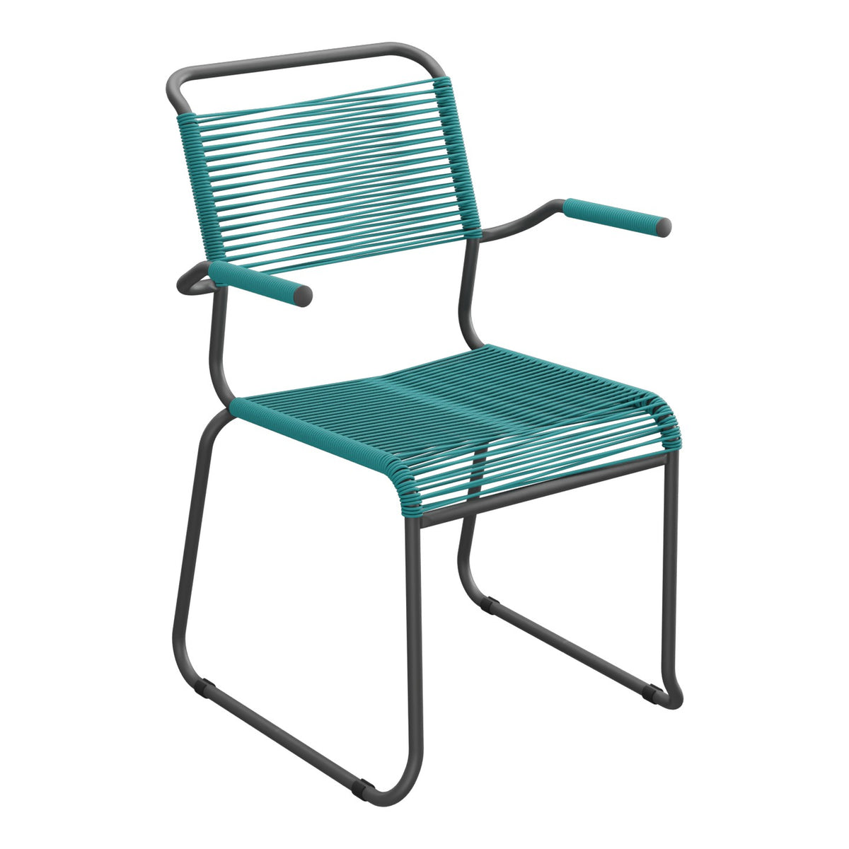 Schaffner Säntis Fauteuil repas Spaghetti pieds en luge – Bleu Kali 56 / Noir 91