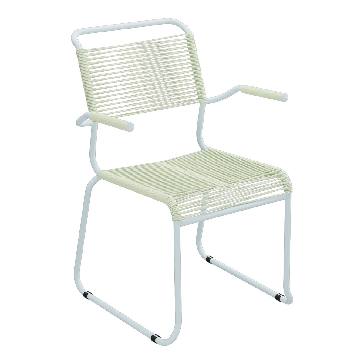 Schaffner Säntis Fauteuil repas Spaghetti pieds en luge – Vert Pastel 64 / Bleu Pastel 51