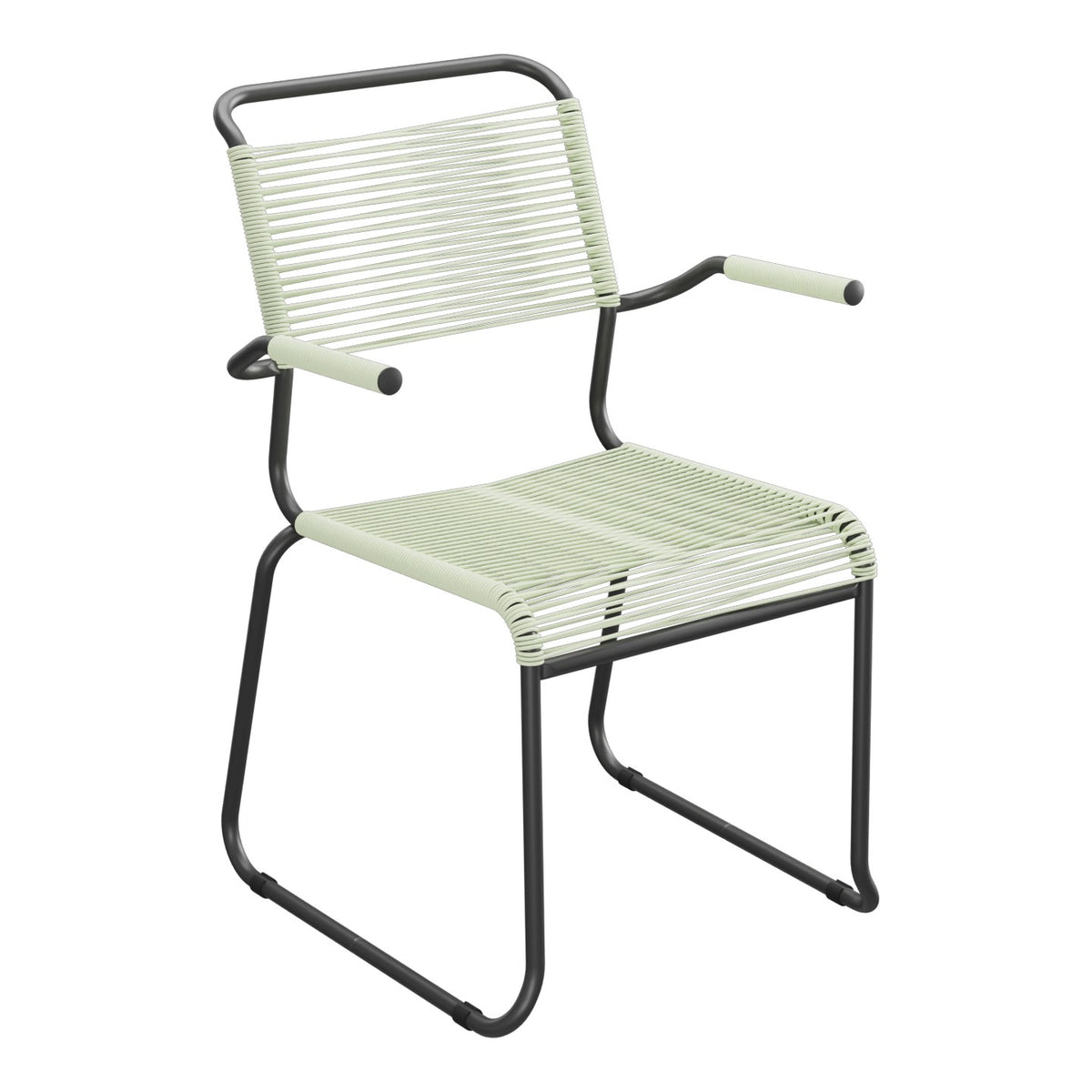 Schaffner Säntis Fauteuil repas Spaghetti pieds en luge – Vert Pastel 64 / Anthracite 77