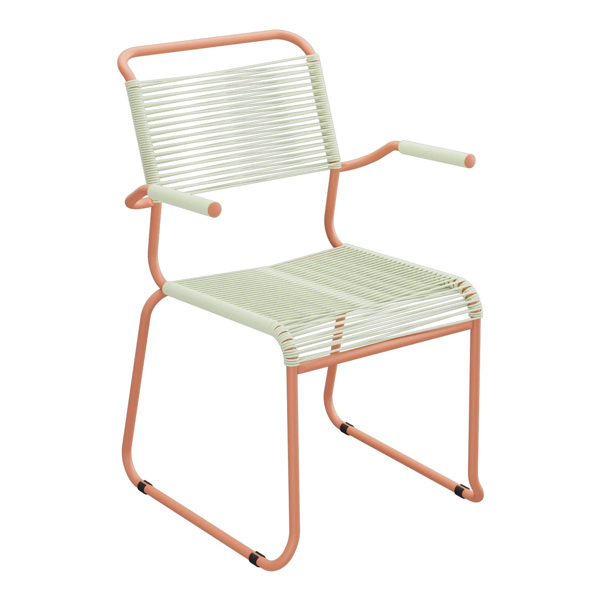 Schaffner Säntis Fauteuil repas Spaghetti pieds en luge – Vert Pastel 64 / Terracotta 84