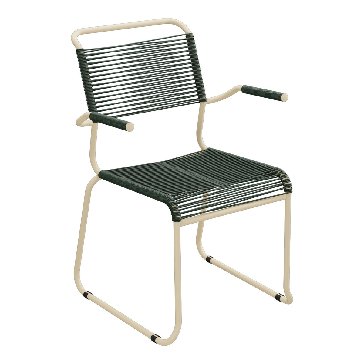 Schaffner Säntis Fauteuil repas Spaghetti pieds en luge – Vert Sapin 66 / Marron Pastel 83