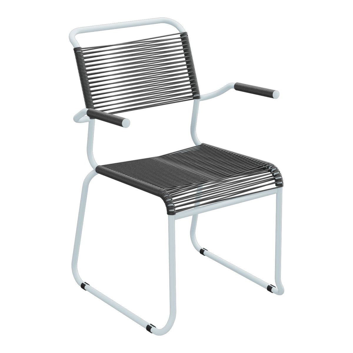 Schaffner Säntis Fauteuil repas Spaghetti pieds en luge – Anthracite 77 / Bleu Pastel 51