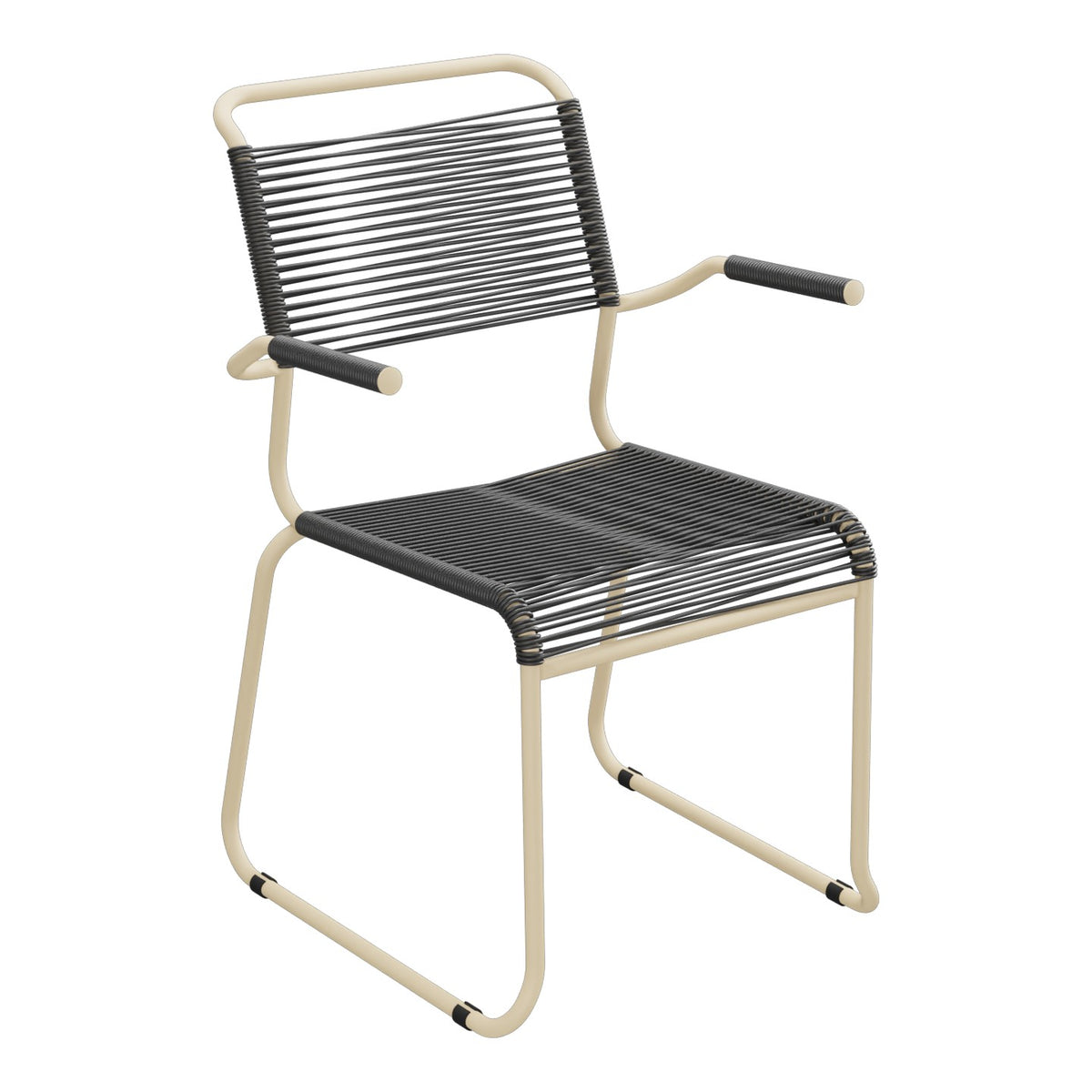 Schaffner Säntis Fauteuil repas Spaghetti pieds en luge – Anthracite 77 / Marron Pastel 83