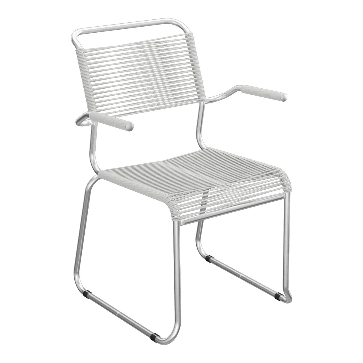 Schaffner Säntis Fauteuil repas Spaghetti pieds en luge – Gris Argent 78 / Galvanisé à chaud 02