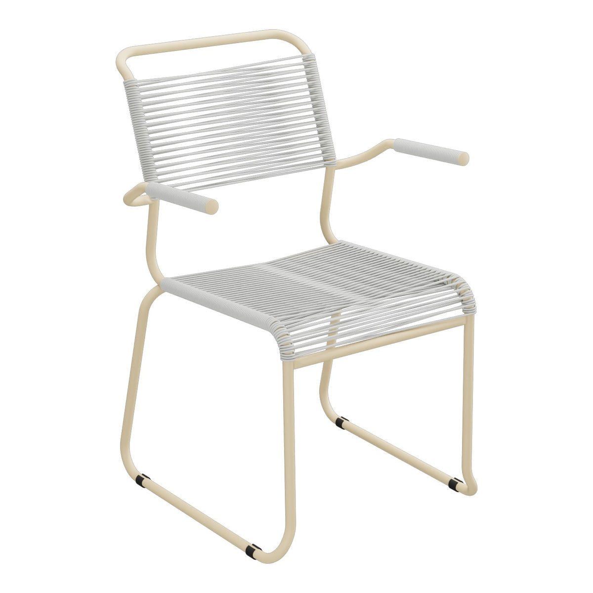 Schaffner Säntis Fauteuil repas Spaghetti pieds en luge – Gris Argent 78 / Marron Pastel 83