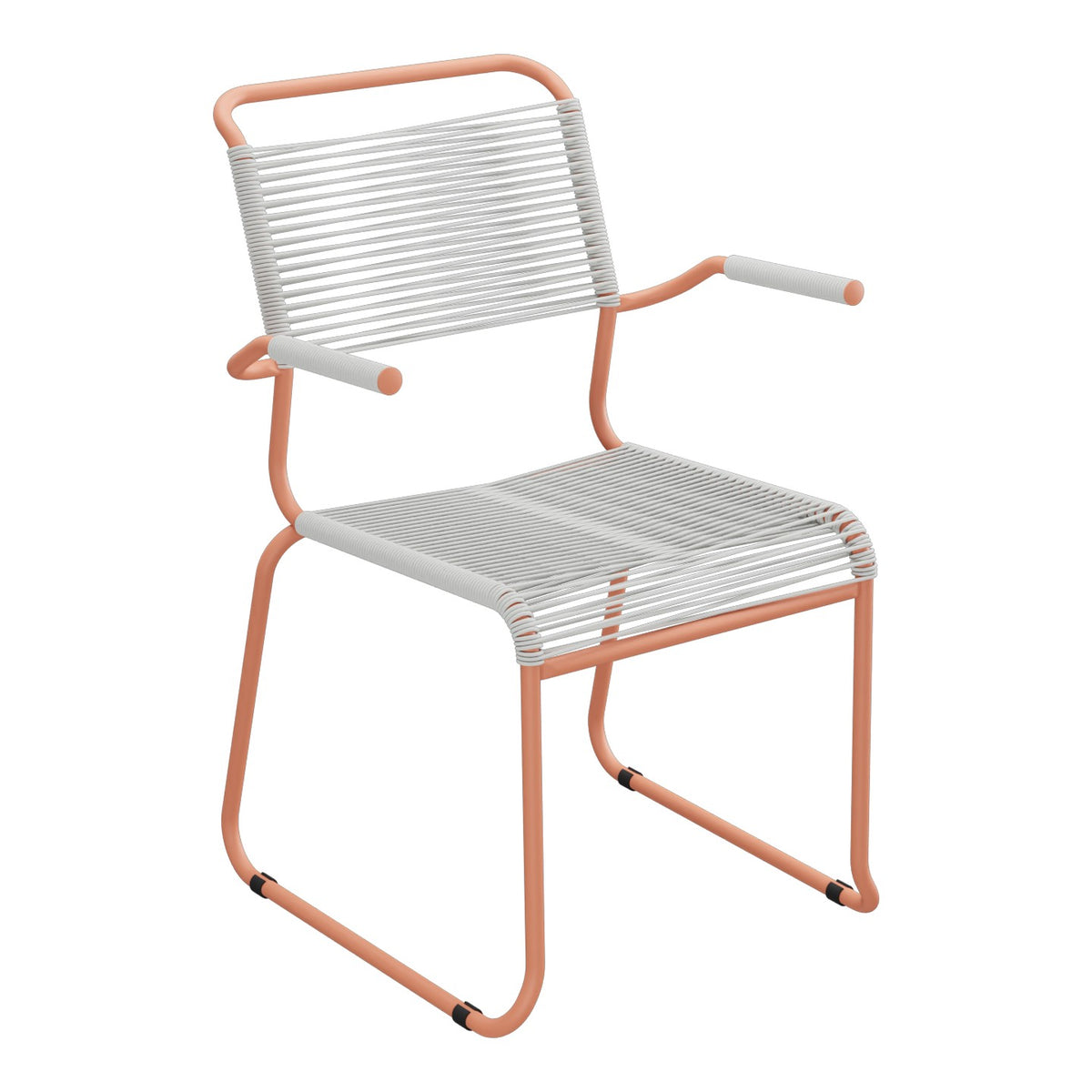 Schaffner Säntis Fauteuil repas Spaghetti pieds en luge – Gris Argent 78 / Terracotta 84