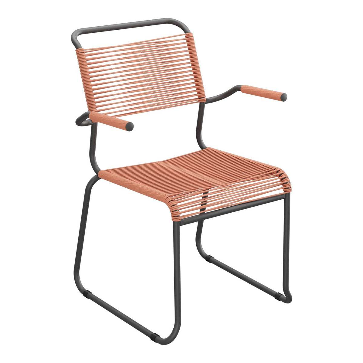 Schaffner Säntis Fauteuil repas Spaghetti pieds en luge – Terracotta 84 / Noir 91