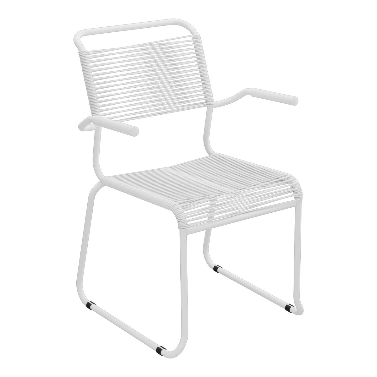 Schaffner Säntis Fauteuil repas Spaghetti pieds en luge – Blanc 90 / Blanc 90