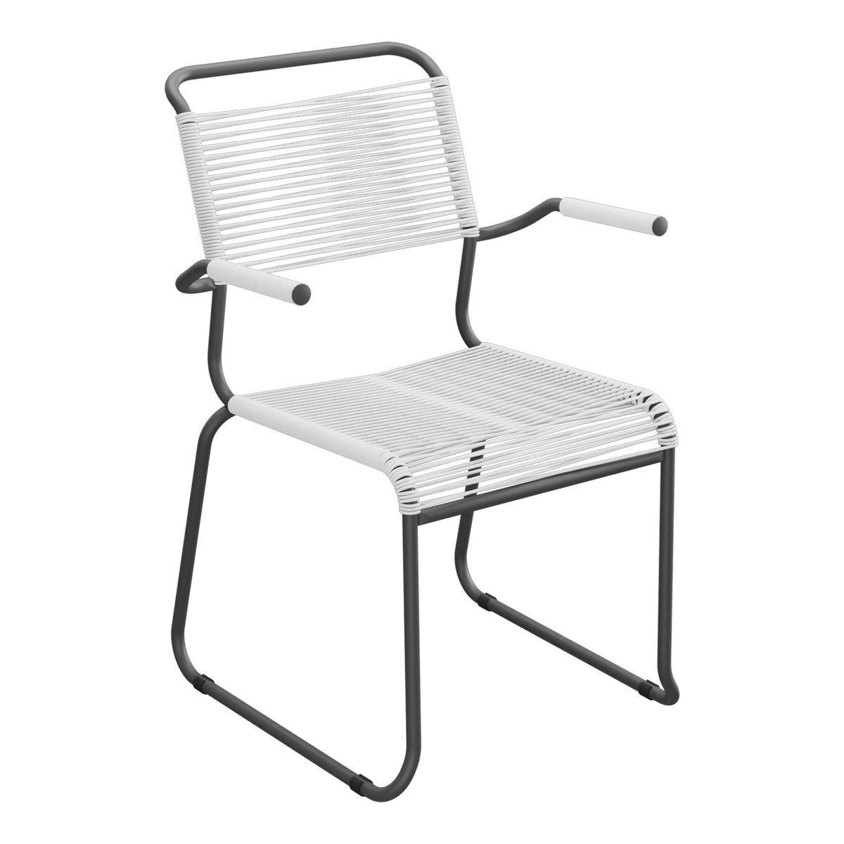 Schaffner Säntis Fauteuil repas Spaghetti pieds en luge – Blanc 90 / Noir 91