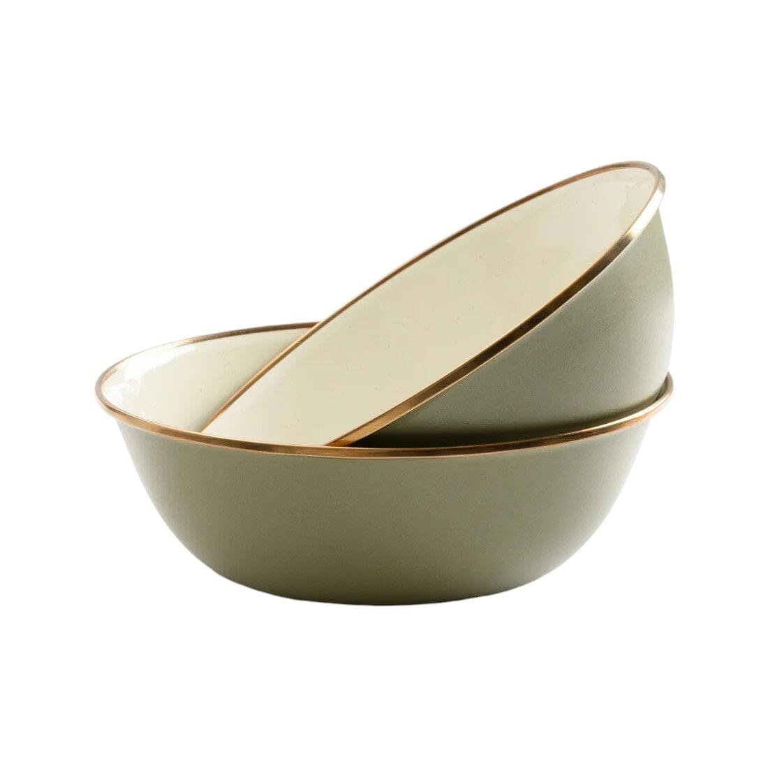 Barebones Enamel Bowl Set Ensemble de 2 bols Olive drab
