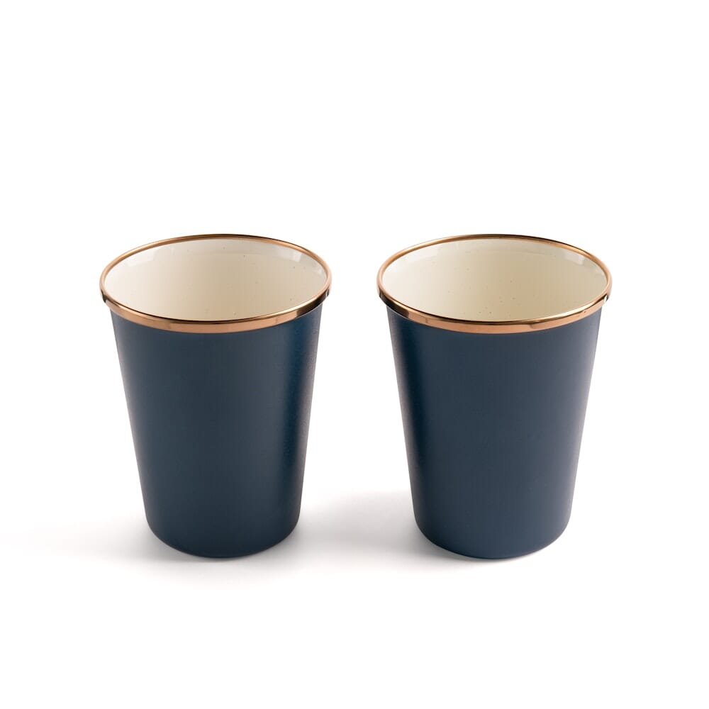 Barebones Enamel Lot de 2 Verres 470ml 2-Tone indigo blue