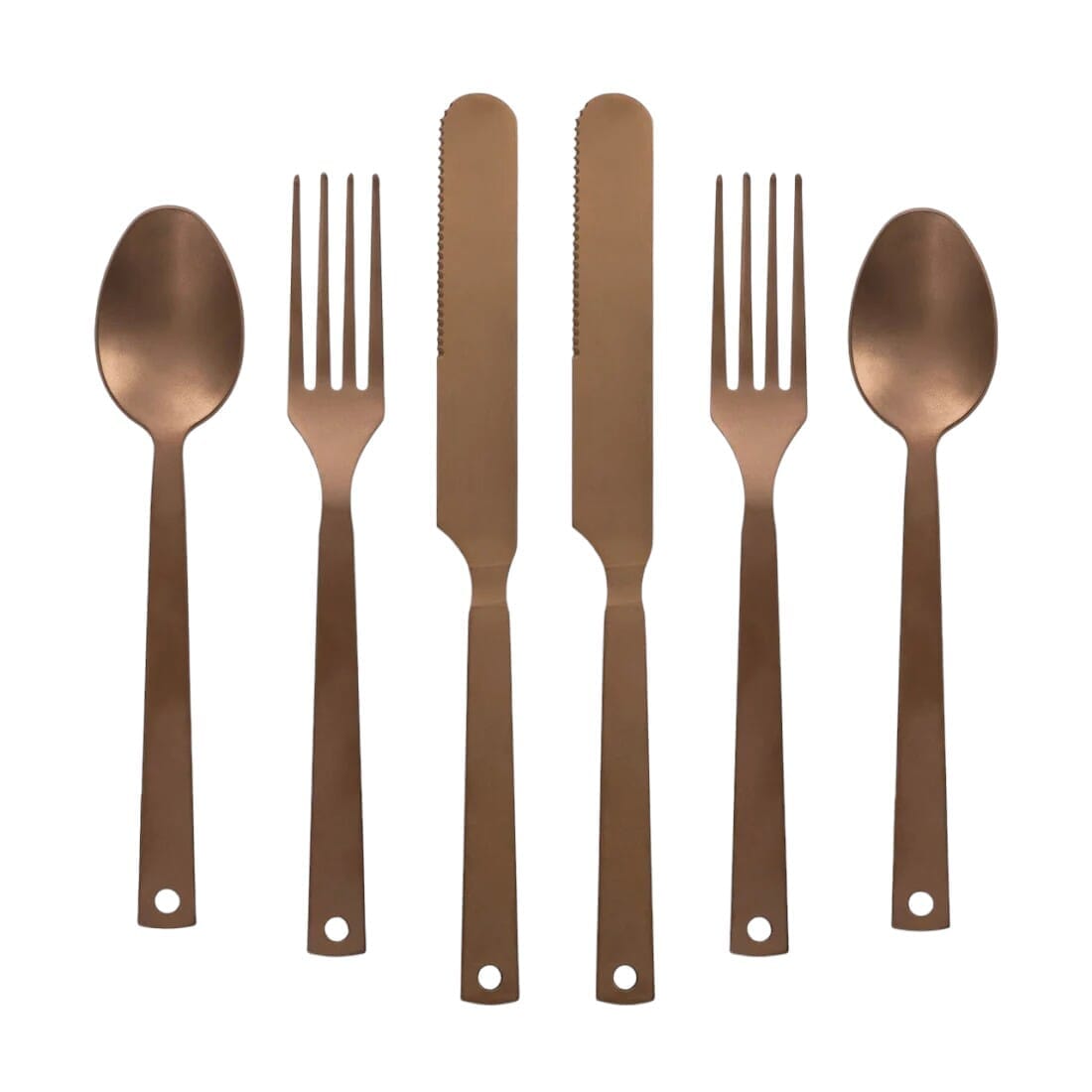 Barebones Flatware Set Ensemble Couverts Copper