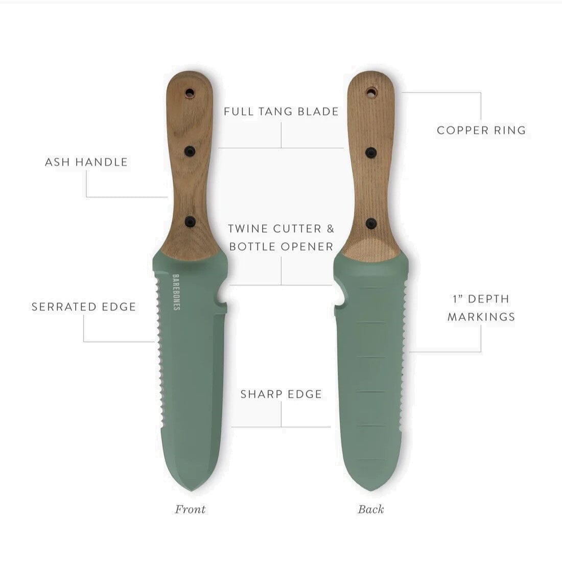 Barebones Hori Hori Classic Mint Couteau de jardin multifonctions