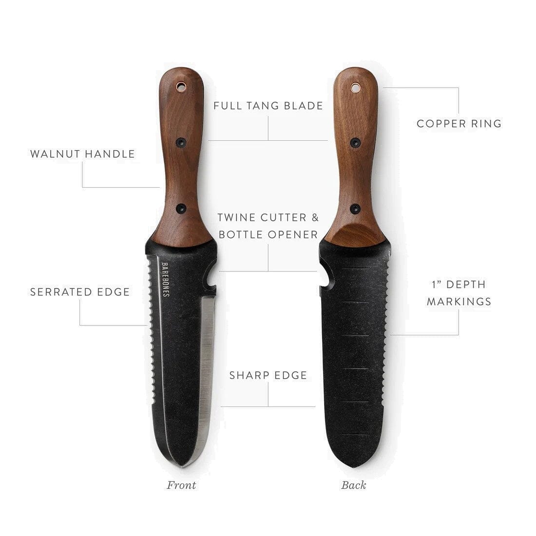 Barebones Hori Hori Classic & Sheath Couteau de jardin multifonctions