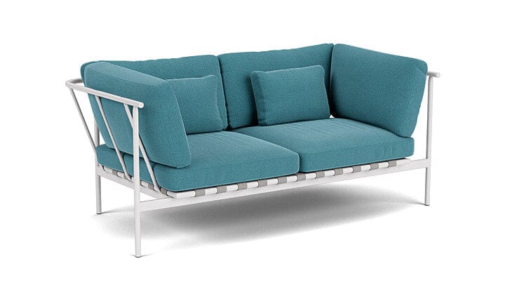 Barlow Tyrie Around Deep Seating Canapé 2 places accoudoirs alu avec coussins Armature Artic White Adriatic Blue 3941V Laminé Waterproof