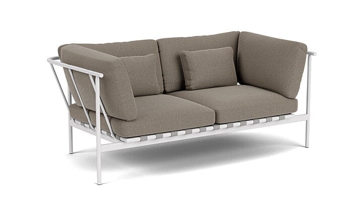 Barlow Tyrie Around Deep Seating Canapé 2 places accoudoirs alu avec coussins Armature Artic White Carbon Beige 10065V Laminé Waterproof