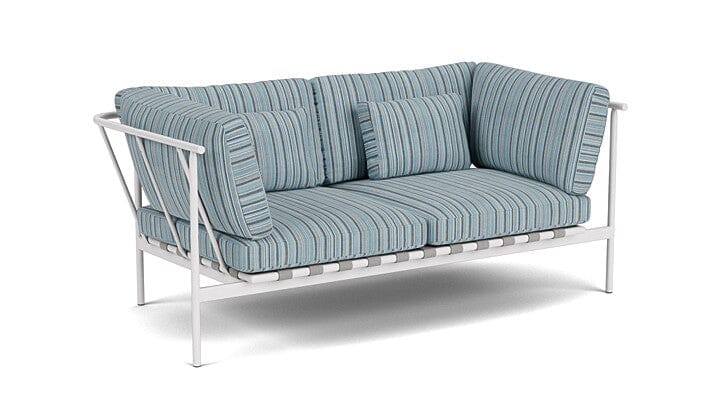 Barlow Tyrie Around Deep Seating Canapé 2 places accoudoirs alu avec coussins Armature Artic White Porto Blue Chine 3776V Laminé Waterproof