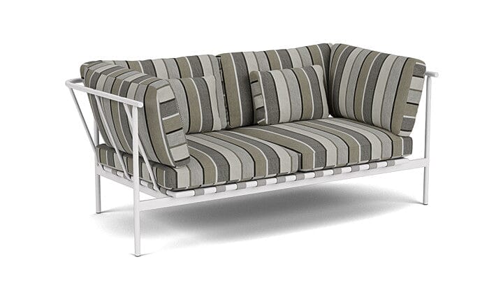 Barlow Tyrie Around Deep Seating Canapé 2 places accoudoirs alu avec coussins Armature Artic White Quadri Grey 3778V Laminé Waterproof