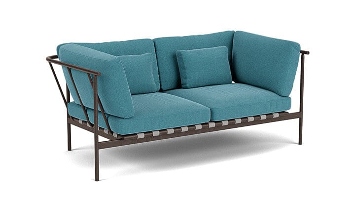 Barlow Tyrie Around Deep Seating Canapé 2 places accoudoirs alu avec coussins Armature Forge Grey Adriatic Blue 3941