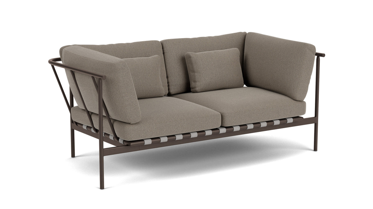 Barlow Tyrie Around Deep Seating Canapé 2 places accoudoirs alu avec coussins Armature Forge Grey Carbon Beige 10065