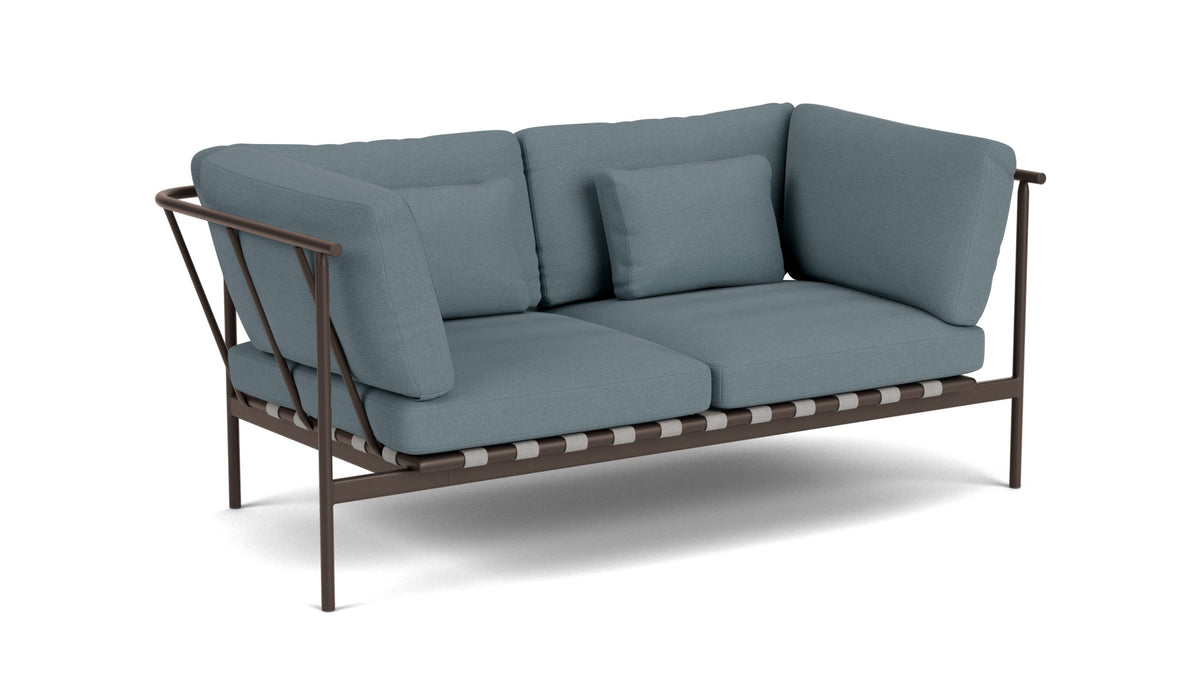 Barlow Tyrie Around Deep Seating Canapé 2 places accoudoirs alu avec coussins Armature Forge Grey Carbon Sky 10064