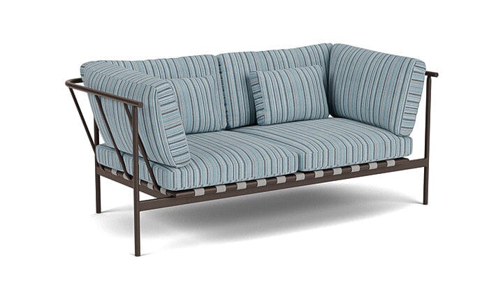 Barlow Tyrie Around Deep Seating Canapé 2 places accoudoirs alu avec coussins Armature Forge Grey Porto Blue Chine 3776V Laminé Waterproof