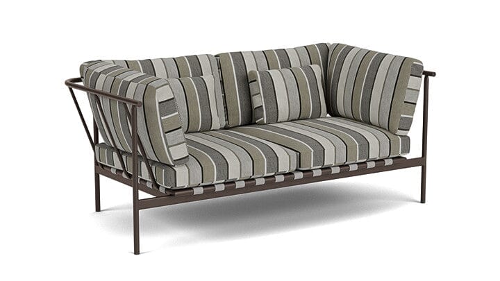 Barlow Tyrie Around Deep Seating Canapé 2 places accoudoirs alu avec coussins Armature Forge Grey Quadri Grey 3778V Laminé Waterproof