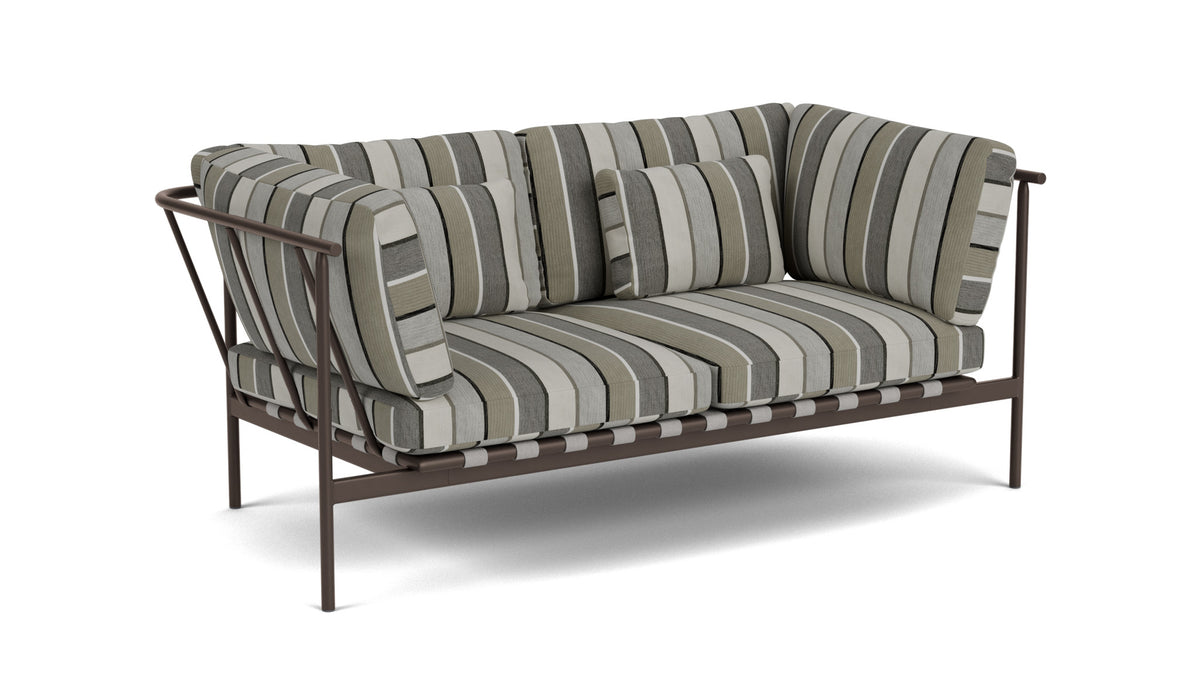 Barlow Tyrie Around Deep Seating Canapé 2 places accoudoirs alu avec coussins Armature Forge Grey Quadri Grey 3778
