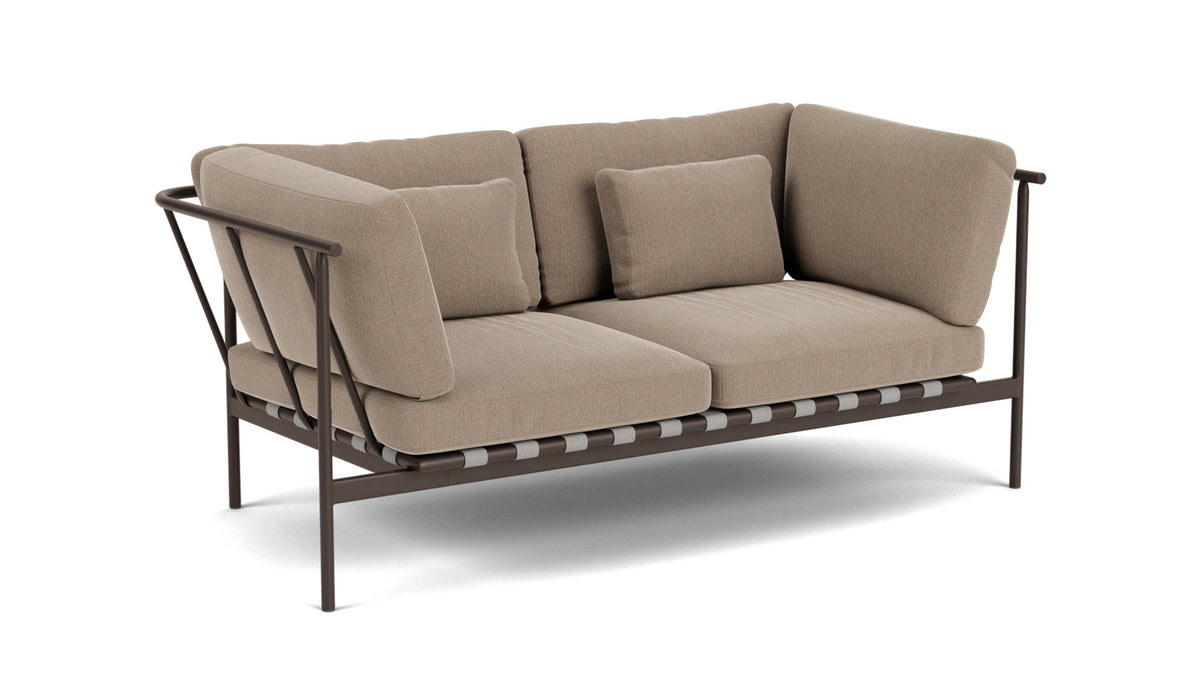 Barlow Tyrie Around Deep Seating Canapé 2 places accoudoirs alu avec coussins Armature Forge Grey Taupe 3729