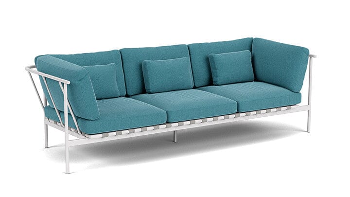 Barlow Tyrie Around Deep Seating Canapé 3 places accoudoirs alu avec coussins Armature Artic White Adriatic Blue 3941V Laminé Waterproof