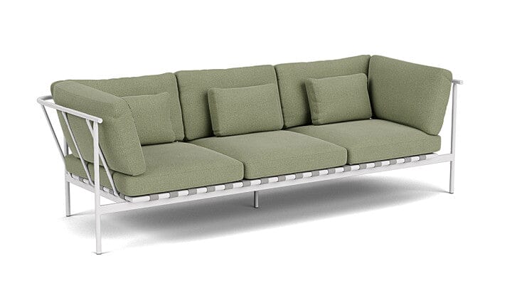 Barlow Tyrie Around Deep Seating Canapé 3 places accoudoirs alu avec coussins Armature Artic White Canvas Almond 3983V Laminé Waterproof