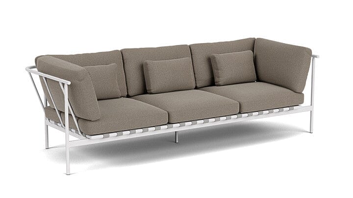 Barlow Tyrie Around Deep Seating Canapé 3 places accoudoirs alu avec coussins Armature Artic White Carbon Beige 10065V Laminé Waterproof