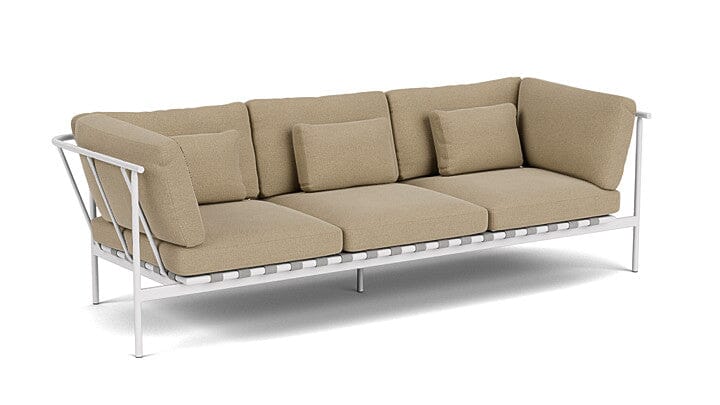 Barlow Tyrie Around Deep Seating Canapé 3 places accoudoirs alu avec coussins Armature Artic White Heather Beige 5476V Laminé Waterproof