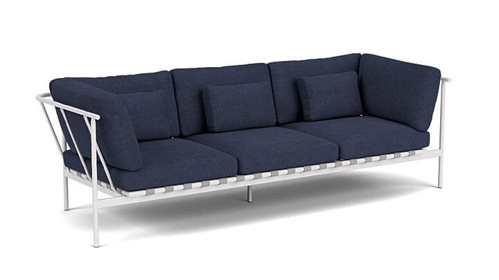Barlow Tyrie Around Deep Seating Canapé 3 places accoudoirs alu avec coussins Armature Artic White Indigo 18017V Laminé Waterproof