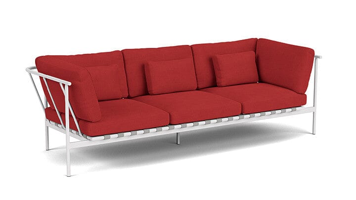 Barlow Tyrie Around Deep Seating Canapé 3 places accoudoirs alu avec coussins Armature Artic White Paris Red 3728V Laminé Waterproof