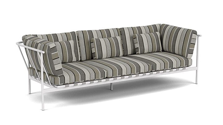 Barlow Tyrie Around Deep Seating Canapé 3 places accoudoirs alu avec coussins Armature Artic White Quadri Grey 3778V Laminé Waterproof