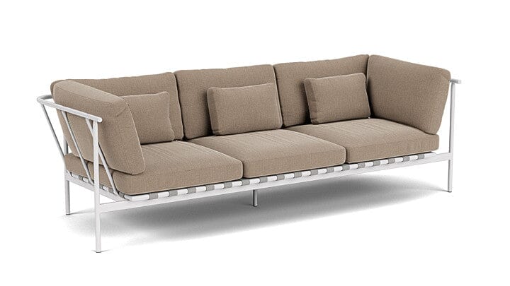 Barlow Tyrie Around Deep Seating Canapé 3 places accoudoirs alu avec coussins Armature Artic White Taupe 3729V Laminé Waterproof