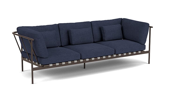 Barlow Tyrie Around Deep Seating Canapé 3 places accoudoirs alu avec coussins Armature Forge Grey Indigo 18017V Laminé Waterproof