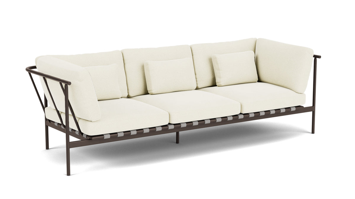 Barlow Tyrie Around Deep Seating Canapé 3 places accoudoirs alu avec coussins Armature Forge Grey Natural 5404