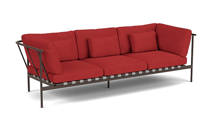 Barlow Tyrie Around Deep Seating Canapé 3 places accoudoirs alu avec coussins Armature Forge Grey Paris Red 3728V Laminé Waterproof