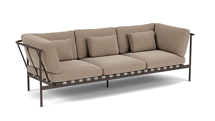 Barlow Tyrie Around Deep Seating Canapé 3 places accoudoirs alu avec coussins Armature Forge Grey Taupe 3729V Laminé Waterproof