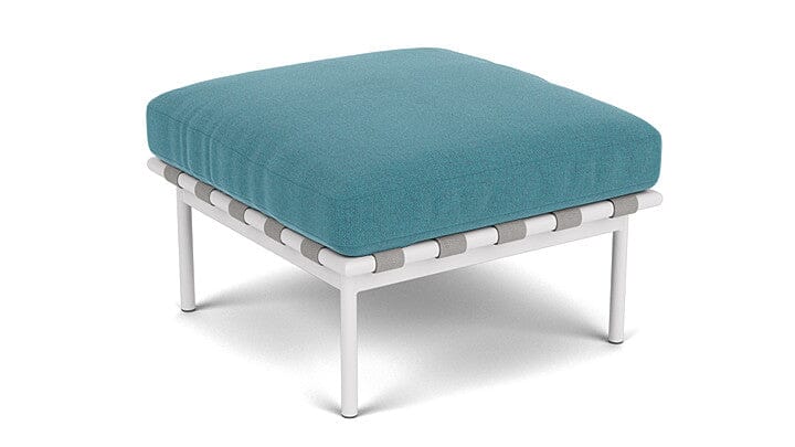 Barlow Tyrie Around Deep Seating Repose-pieds avec coussin Armature Artic White Adriatic Blue 3941V Laminé Waterproof