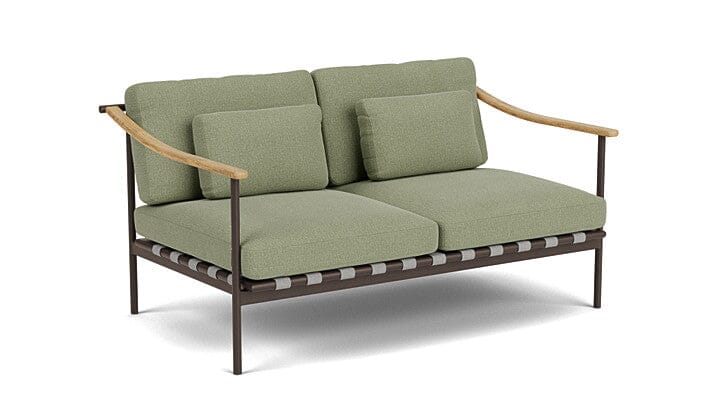 Barlow Tyrie Around Deep Seating Canapé 2 places accoudoirs teck avec coussins Armature Forge Grey Canvas Almond 3983