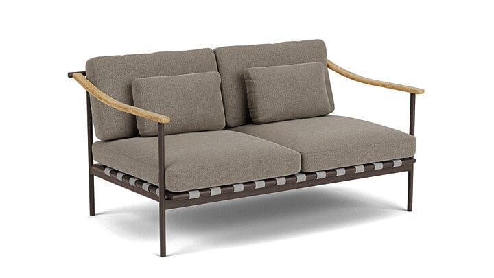 Barlow Tyrie Aura Deep Seating Canapé 2 places accoudoirs teck avec coussins Armature Forge Grey Carbon Beige 10065V Laminé Waterproof