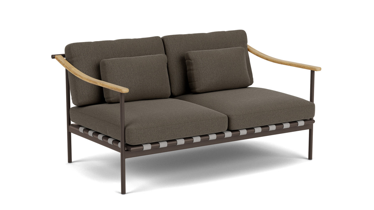 Barlow Tyrie Around Deep Seating Canapé 2 places accoudoirs teck avec coussins Armature Forge Grey Dark Taupe 10059